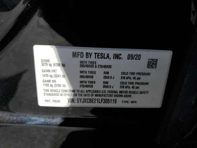 5YJXCBE21LF305119 - 2020 TESLA MODEL X BLACK photo 13
