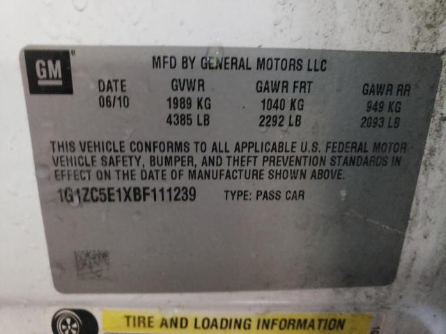 1G1ZC5E1XBF111239 - 2011 CHEVROLET MALIBU 1LT 白色 照片 12