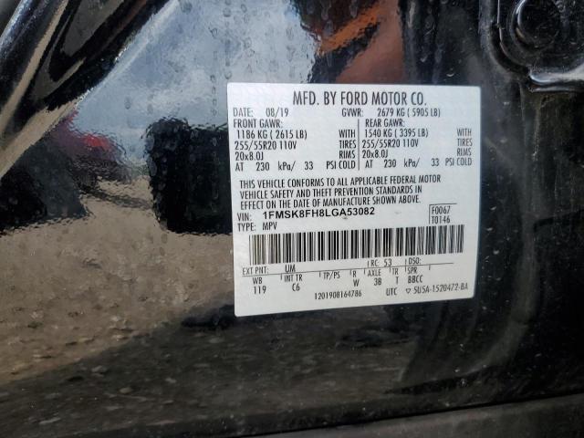 1FMSK8FH8LGA53082 - 2020 FORD EXPLORER LIMITED Սև լուսանկար 13