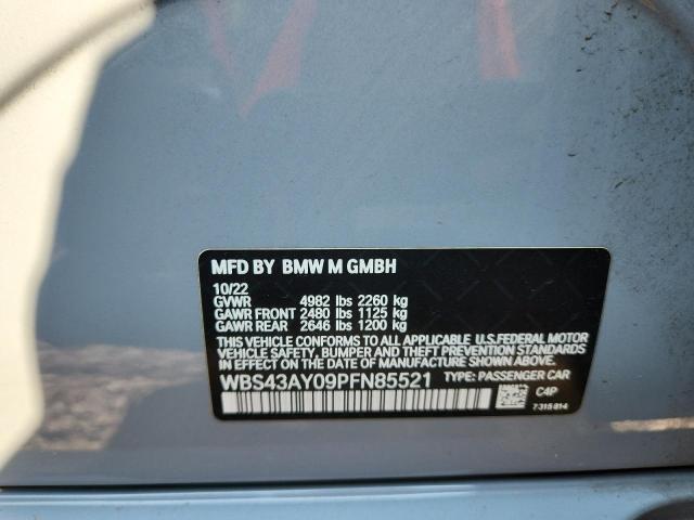 WBS43AY09PFN85521 - 2023 BMW M3 COMPETITION GRAY photo 12