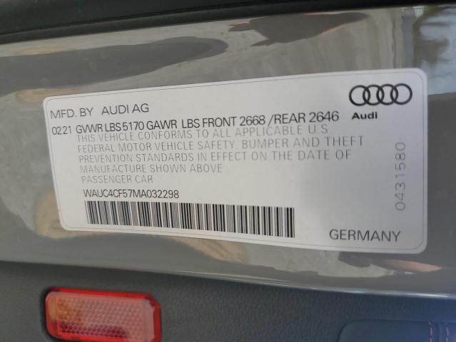 WAUC4CF57MA032298 - 2021 AUDI S5 PREMIUM PLUS ნაცრისფერი ფოტო 13