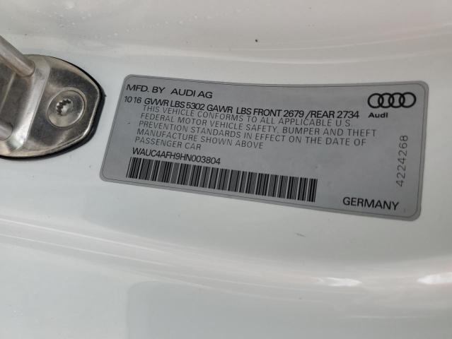 WAUC4AFH9HN003804 - 2017 AUDI S5 WHITE photo 10