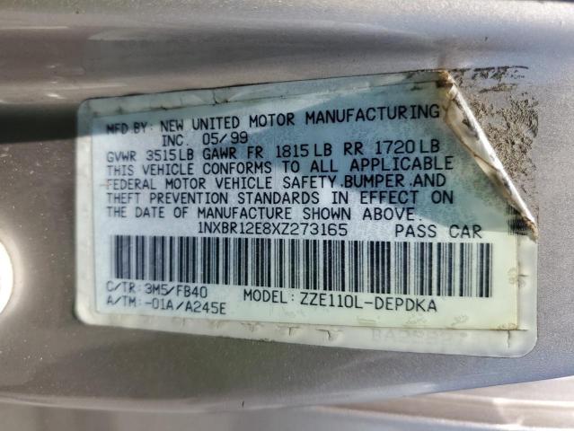 1NXBR12E8XZ273165 - 1999 TOYOTA COROLLA VE 奶油色 照片 12