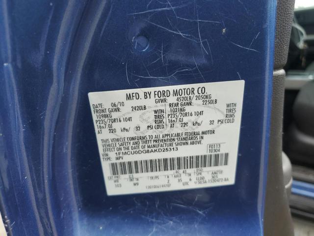 1FMCU0DG8AKD25313 - 2010 FORD ESCAPE XLT BLUE photo 14