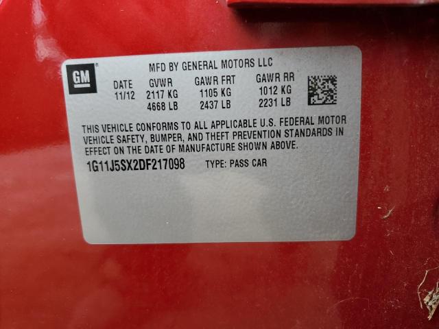 1G11J5SX2DF217098 - 2013 CHEVROLET MALIBU LTZ ბურგუნდია ფოტო 12