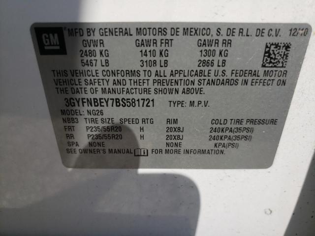 3GYFNBEY7BS581721 - 2011 CADILLAC SRX PERFORMANCE COLLECTION Ақ фото 13