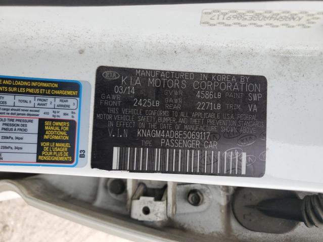 KNAGM4AD8E5069117 - 2014 KIA OPTIMA HYBRID WHITE photo 12