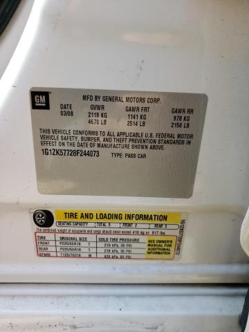 1G1ZK57728F244073 - 2008 CHEVROLET MALIBU LTZ თეთრი ფოტო 12