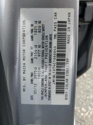 JM1BL1V74C1666644 - 2012 MAZDA 3 I SILVER photo 12