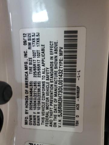 5J6RM3H73DL001432 - 2013 HONDA CR-V EXL თეთრი ფოტო 13