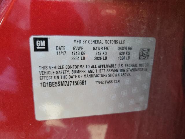 1G1BE5SM7J7150681 - 2018 CHEVROLET CRUZE LT Bordeaux Foto 12