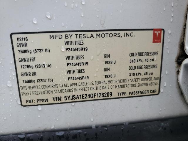 5YJSA1E24GF128209 - 2016 TESLA MODEL S Ağ foto 13