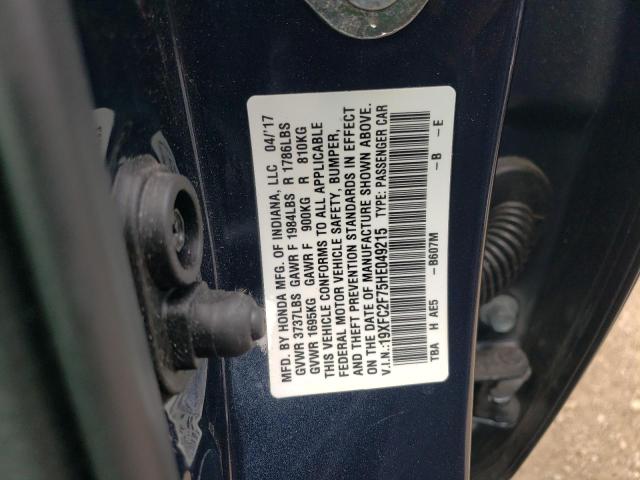 19XFC2F75HE049215 - 2017 HONDA CIVIC EX BLUE photo 12