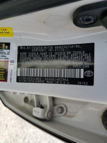 4T1BK1EB9DU018963 - 2013 TOYOTA AVALON BASE 白色 照片 13