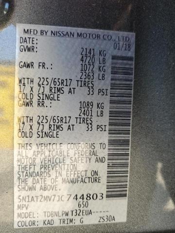 5N1AT2MV7JC744803 - 2018 NISSAN ROGUE S ნაცრისფერი ფოტო 13