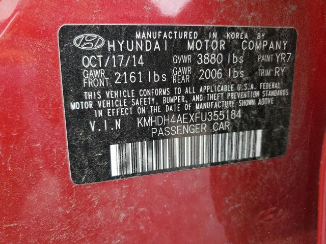 KMHDH4AEXFU355184 - 2015 HYUNDAI ELANTRA SE RED photo 12