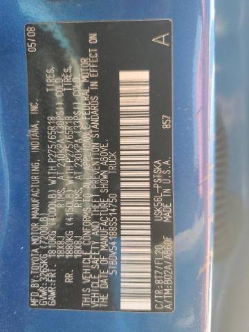 5TBDV54188S514750 - 2008 TOYOTA TUNDRA CREWMAX BLUE photo 12