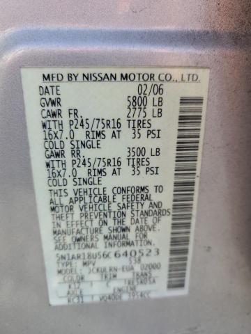 5N1AR18U56C640523 - 2006 NISSAN PATHFINDER LE 银色 照片 12