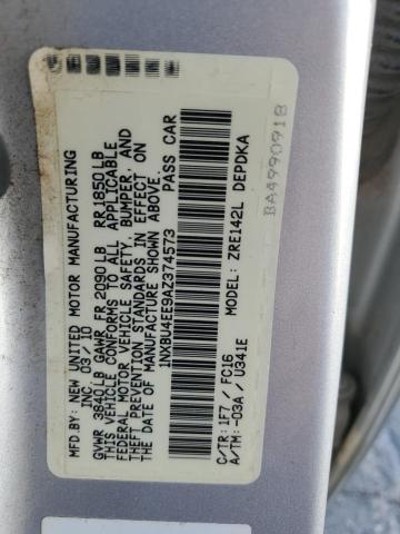 1NXBU4EE9AZ374573 - 2010 TOYOTA COROLLA BASE Silber Foto 13