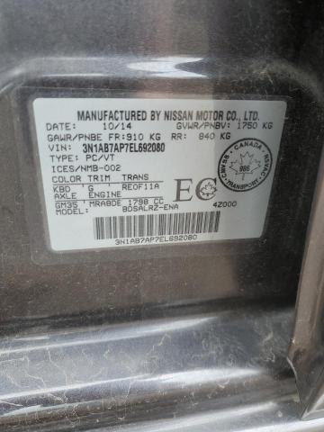 3N1AB7AP7EL692080 - 2014 NISSAN SENTRA S CHARCOAL photo 12