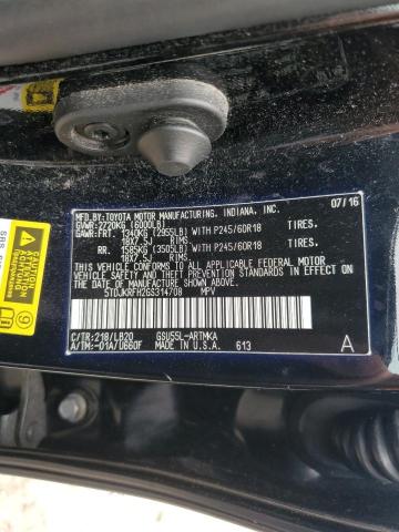 5TDJKRFH2GS314708 - 2016 TOYOTA HIGHLANDER XLE BLACK photo 13