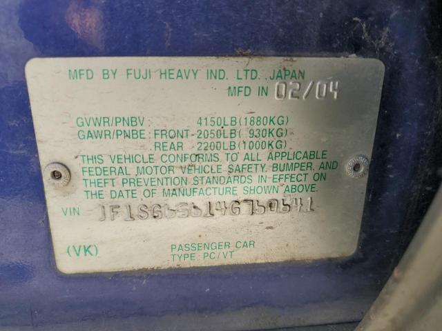 JF1SG65614G760641 - 2004 SUBARU FORESTER 2.5XS Синий фото 12