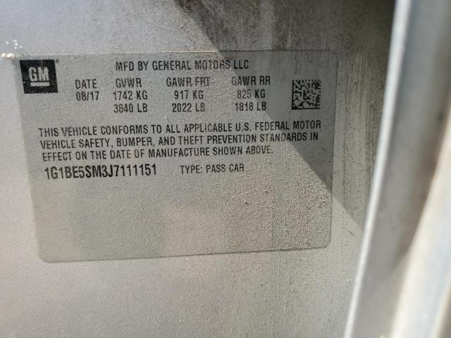 1G1BE5SM3J7111151 - 2018 CHEVROLET CRUZE LT SILVER photo 12