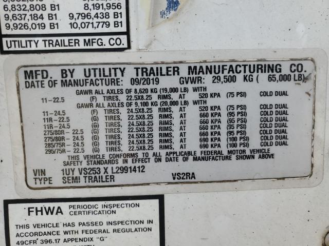 1UYVS253XL2991412 - 2020 UTILITY TRAILER WHITE photo 10
