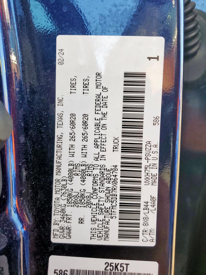 5TFMC5DB7RX064784 - 2024 TOYOTA TUNDRA CREWMAX PLATINUM BLUE photo 12