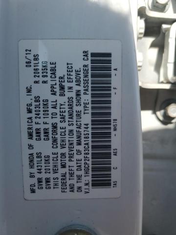 1HGCP2F83CA185744 - 2012 HONDA ACCORD EXL WHITE photo 13