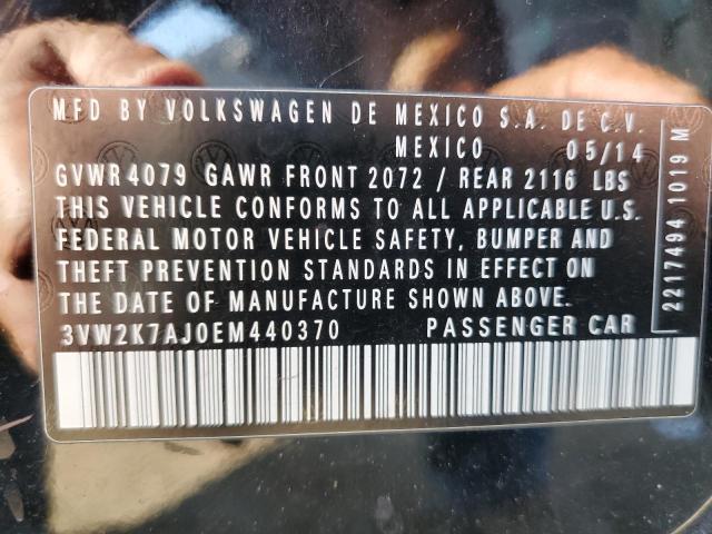 3VW2K7AJ0EM440370 - 2014 VOLKSWAGEN JETTA BASE 黑色 照片 12