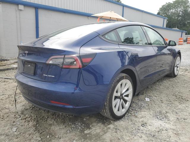 5YJ3E1EB6NF188014 - 2022 TESLA MODEL 3 AW BLUE photo 3