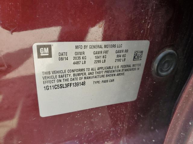 1G11C5SL3FF139148 - 2015 CHEVROLET MALIBU 1LT წითელი ფოტო 12