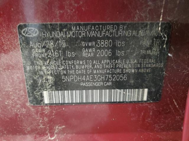 5NPDH4AE3GH752056 - 2016 HYUNDAI ELANTRA SE BURGUNDY photo 12