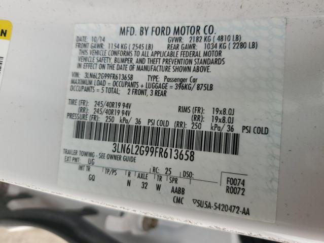 3LN6L2G99FR613658 - 2015 LINCOLN MKZ WHITE photo 12