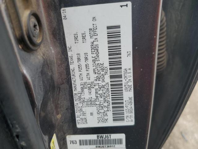 5TFRW5F13GX206126 - 2016 TOYOTA TUNDRA DOUBLE CAB SR/SR5 GRAY photo 12