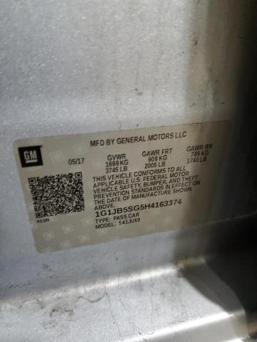 1G1JB5SG5H4163374 - 2017 CHEVROLET SONIC LS 蓝色 照片 12