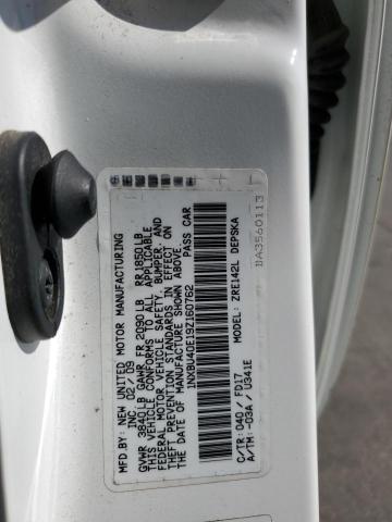 1NXBU40E19Z160762 - 2009 TOYOTA COROLLA BASE 白色 照片 12