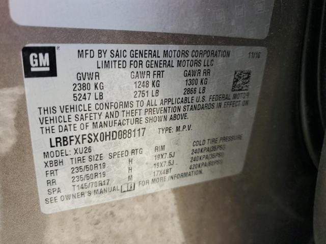 LRBFXFSX0HD088117 - 2017 BUICK ENVISION PREMIUM II BROWN photo 13