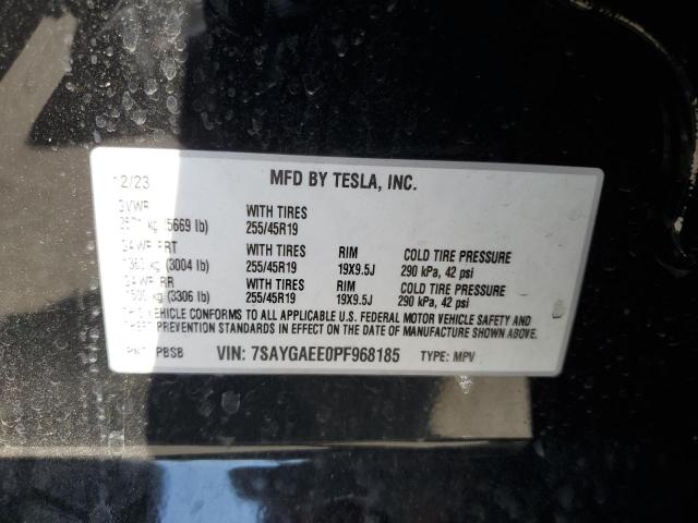 7SAYGAEE0PF968185 - 2023 TESLA MODEL Y BLACK photo 13