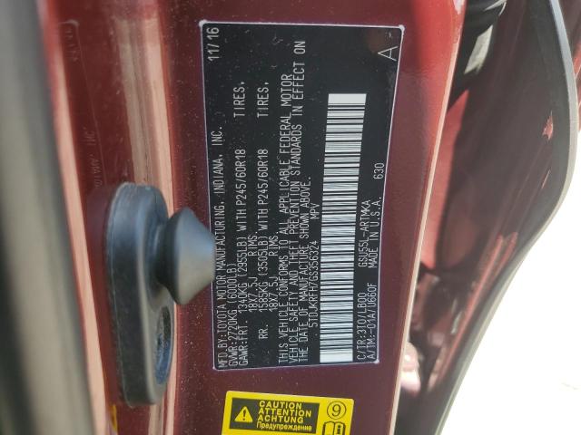 5TDJKRFH7GS356324 - 2016 TOYOTA HIGHLANDER XLE ბურგუნდია ფოტო 13