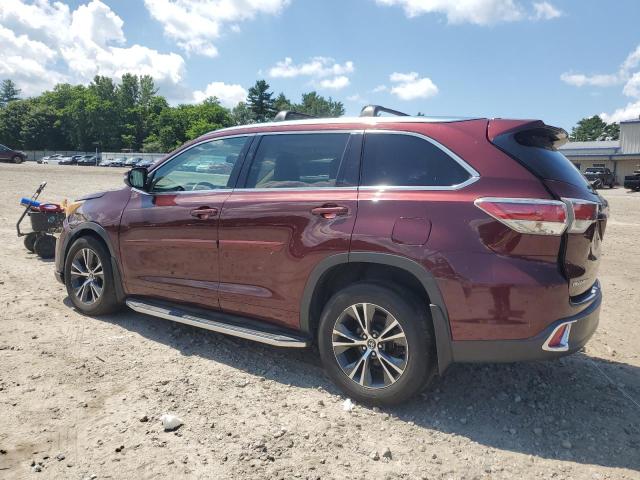 5TDJKRFH7GS356324 - 2016 TOYOTA HIGHLANDER XLE ბურგუნდია ფოტო 2