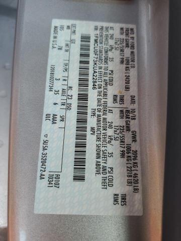 1FMCU0F73KUA22846 - 2019 FORD ESCAPE S 银色 照片 13