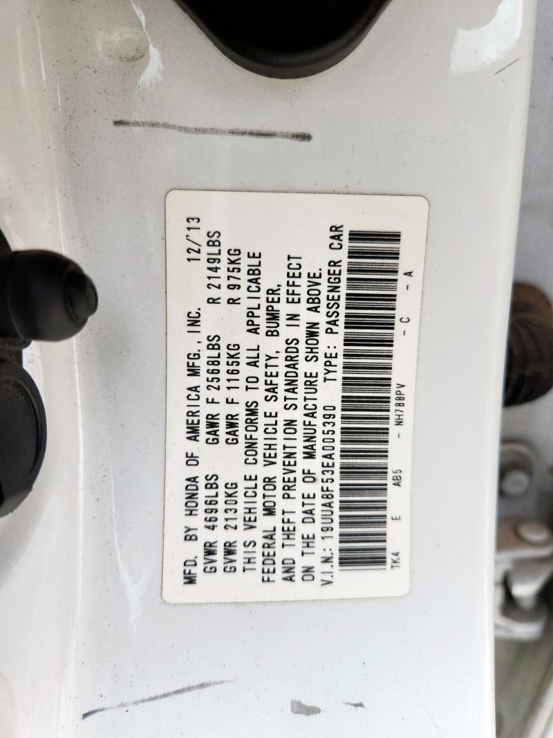 19UUA8F53EA005390 - 2014 ACURA TL TECH WHITE photo 12