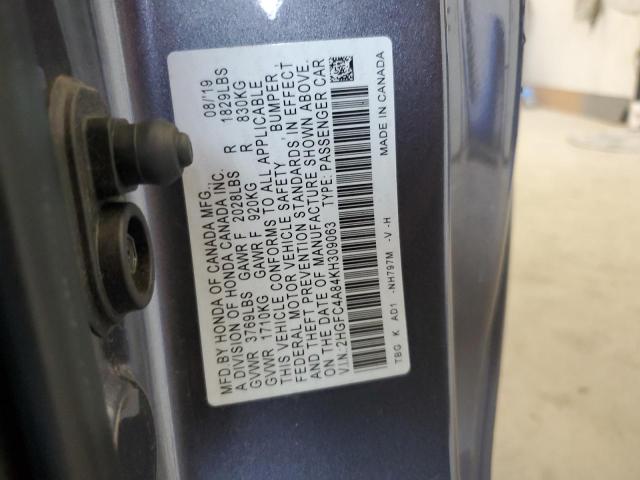 2HGFC4A84KH309063 - 2019 HONDA CIVIC SPORT 灰色 照片 12