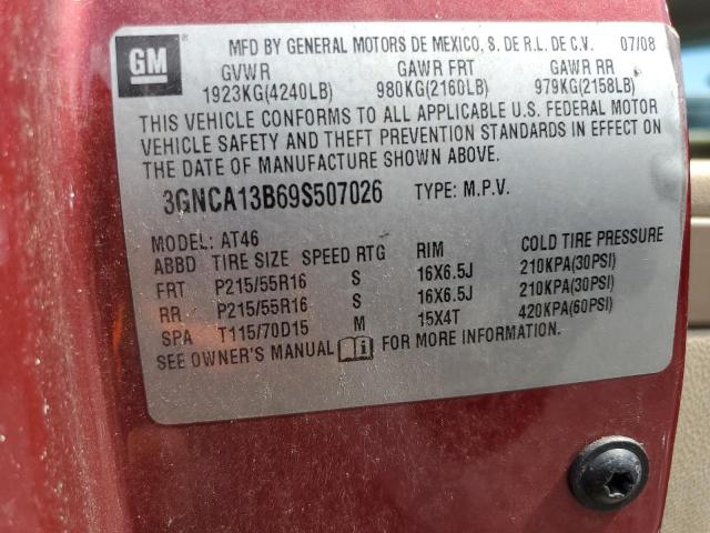 3GNCA13B69S507026 - 2009 CHEVROLET HHR LS MAROON photo 12