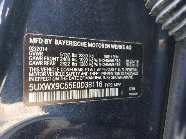 5UXWX9C55E0D38116 - 2014 BMW X3 XDRIVE28I BLUE photo 13