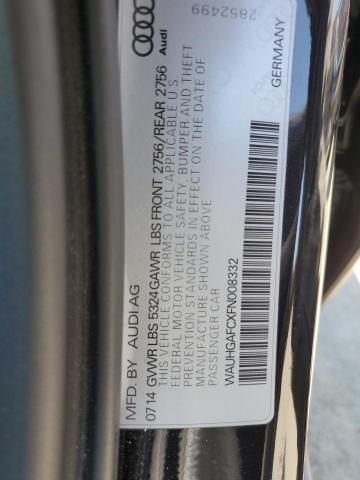 WAUHGAFCXFN008332 - 2015 AUDI A6 PRESTIGE შავი ფოტო 12