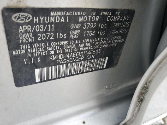 KMHDH4AE6BU146535 - 2011 HYUNDAI ELANTRA GLS SILVER photo 13