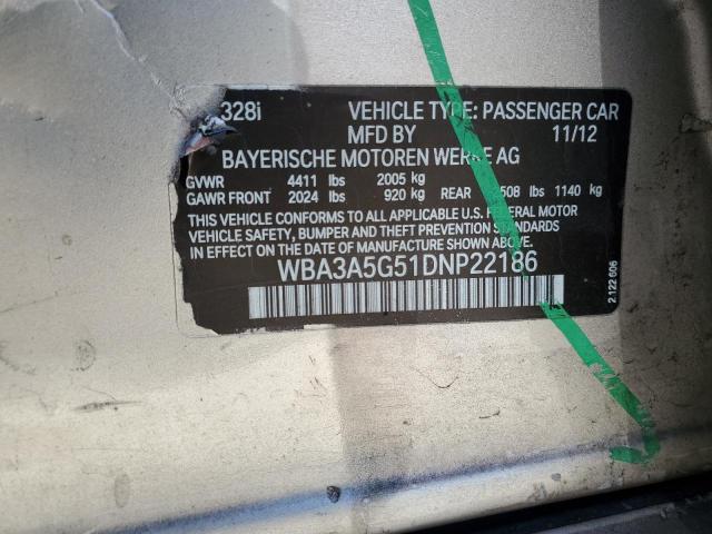 WBA3A5G51DNP22186 - 2013 BMW 328 I GOLD photo 12